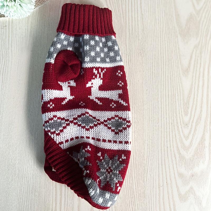 Turtleneck Knit Christmas Graphic Pet Dog Sweater Coat Apparel
