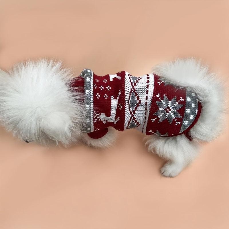 Turtleneck Knit Christmas Graphic Pet Dog Sweater Coat Apparel