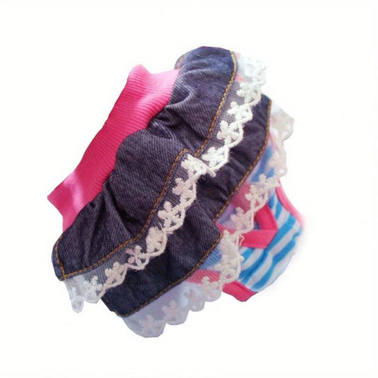 Cartoon Pet Sanitary Pants with Lace Skirt - Multifunctional Pet Accessory