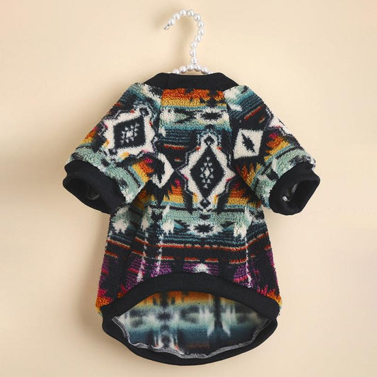 Ethnic Style Graphic Pet Thickened Plush Sweater for Autumn and Winter