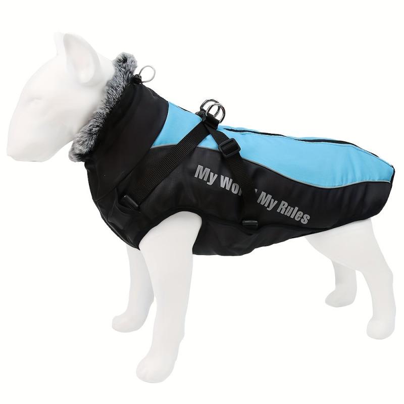 Winter Dog Coat Furry Collar Reflective Puppy Jacket