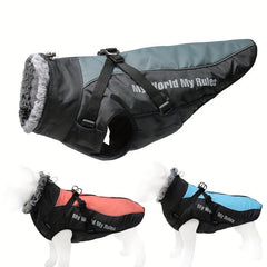 Winter Dog Coat Furry Collar Reflective Puppy Jacket