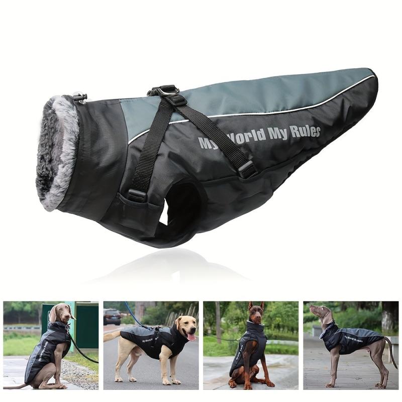 Winter Dog Coat Furry Collar Reflective Puppy Jacket