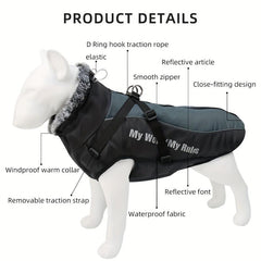 Winter Dog Coat Furry Collar Reflective Puppy Jacket