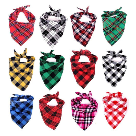 Christmas Pet Bandana Scarf Plaid Festive Design for Dogs Cats