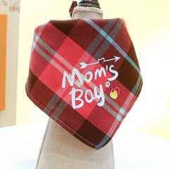 Plaid Dog Bandana with Letter Print - Stylish Dog Accessory