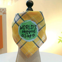 Plaid Dog Bandana with Letter Print - Stylish Dog Accessory