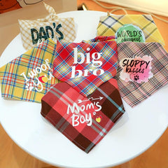 Plaid Dog Bandana with Letter Print - Stylish Dog Accessory
