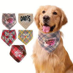 Plaid Dog Bandana with Letter Print - Stylish Dog Accessory