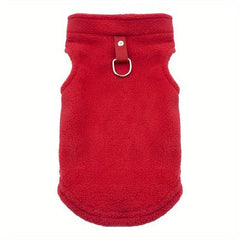 Winter Fleece Pet Dog Coat Jacket With D-ring Leash Attachment