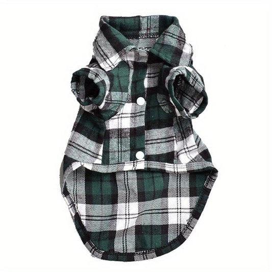 British Plaid Dog Shirt All Seasons Puppy T Shirt with Two Legged