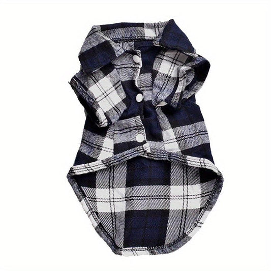 British Plaid Dog Shirt All Seasons Puppy T Shirt with Two Legged