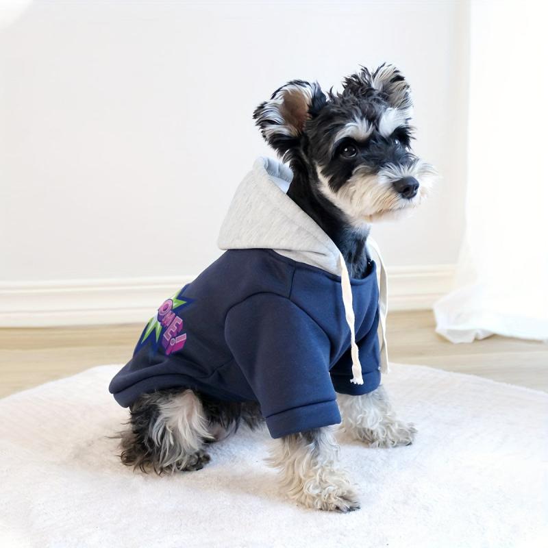 Winter Dog Hoodie Sweatshirts Printing Dog Sweater With Pockets