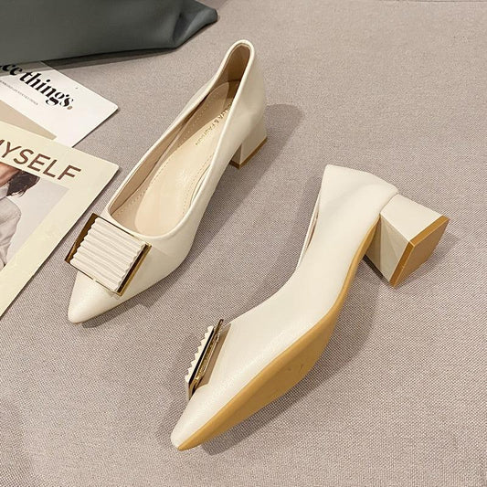 Women's Pointed Toe Shoes with Metal Decor