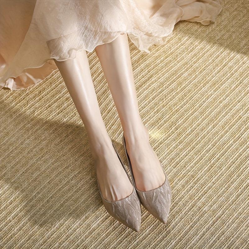 Glitter Chunky Heels Slip On Wedding Mid Heels