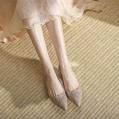 Glitter Chunky Heels Slip On Wedding Mid Heels