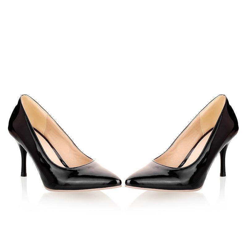 Women's Pointed Toe High Heels Patent Leather Slip On Pumps