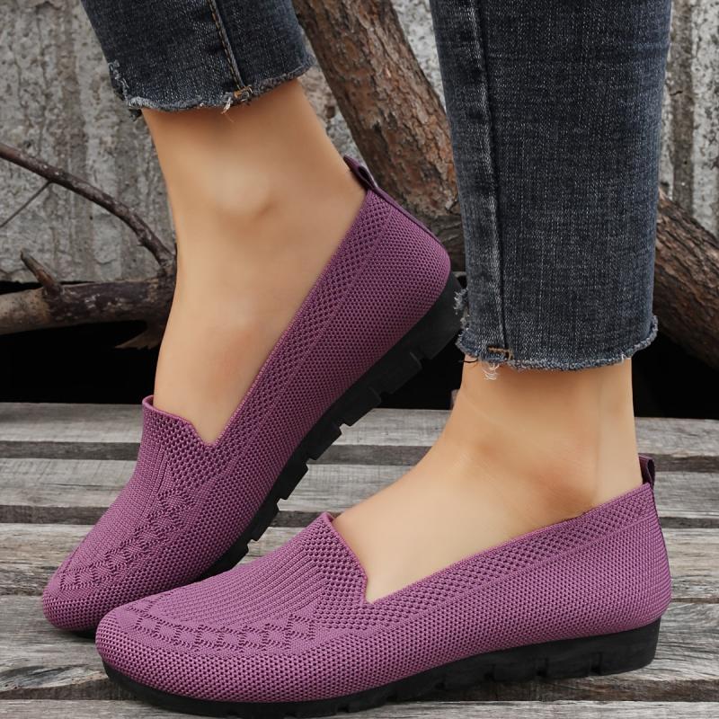 Women's Breathable Knit Sneakers Low Top Casual Shoes