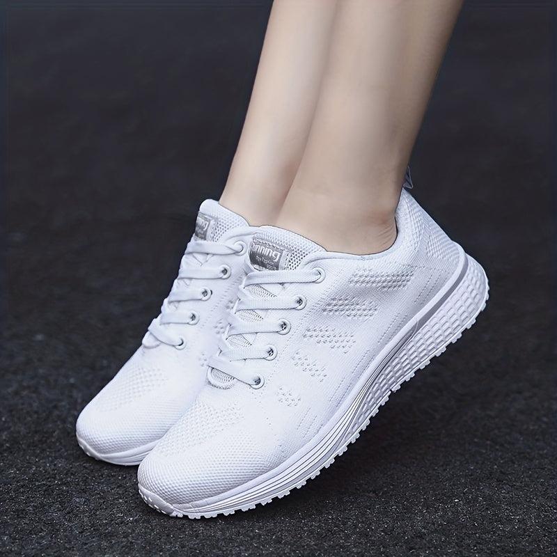 Women's Breathable Knit Sneakers Casual Lace Up Outdoor Shoes