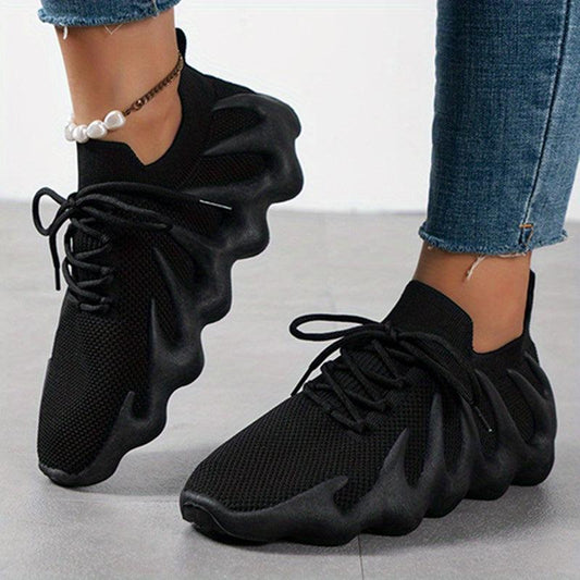 Women's Lightweight Knit Sneakers Breathable Lace Up Casual Shoes