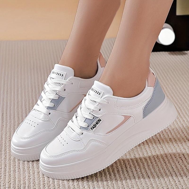 Colorblock Platform Skate Shoes Lace Up Low Top Sneakers