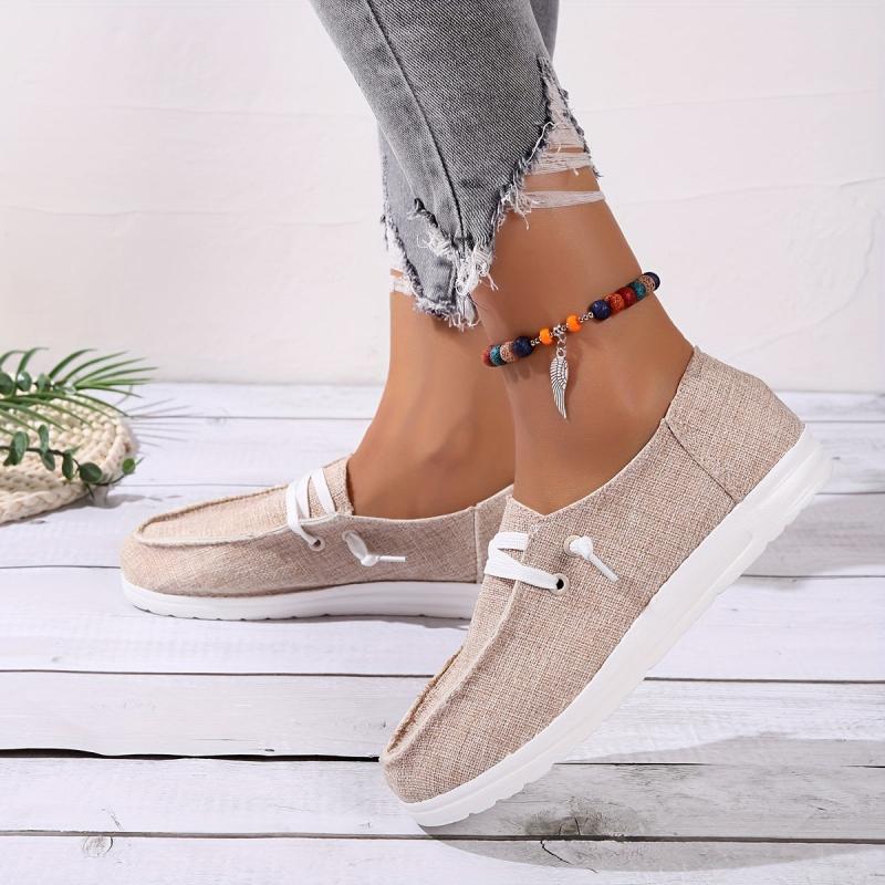 Women's Lace Up Canvas Loafers Flat Sneakers