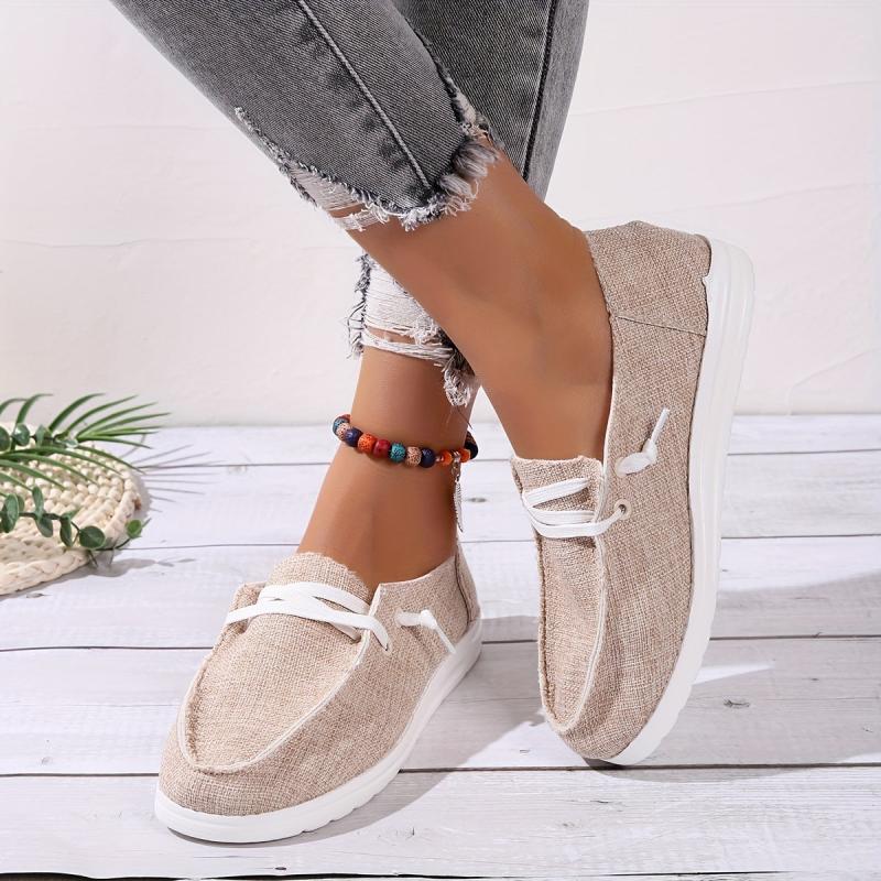 Women's Lace Up Canvas Loafers Flat Sneakers