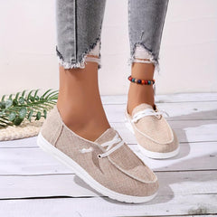 Women's Lace Up Canvas Loafers Flat Sneakers