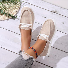 Women's Lace Up Canvas Loafers Flat Sneakers