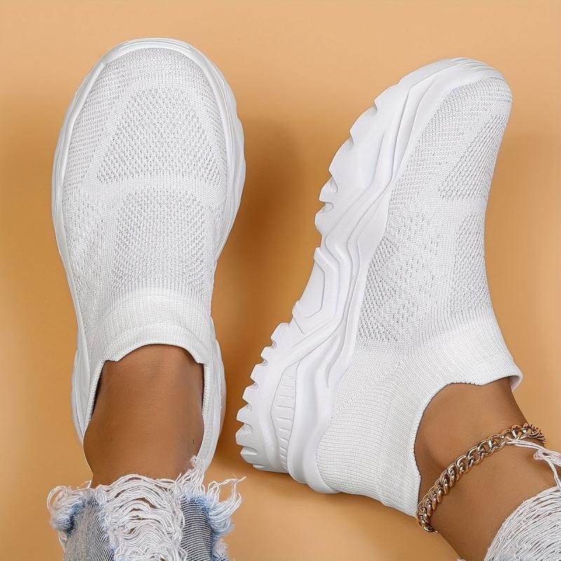 Women's Breathable Platform Sneakers Low Top Slip On Shoes