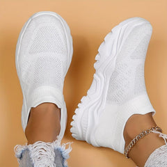 Women's Breathable Platform Sneakers Low Top Slip On Shoes