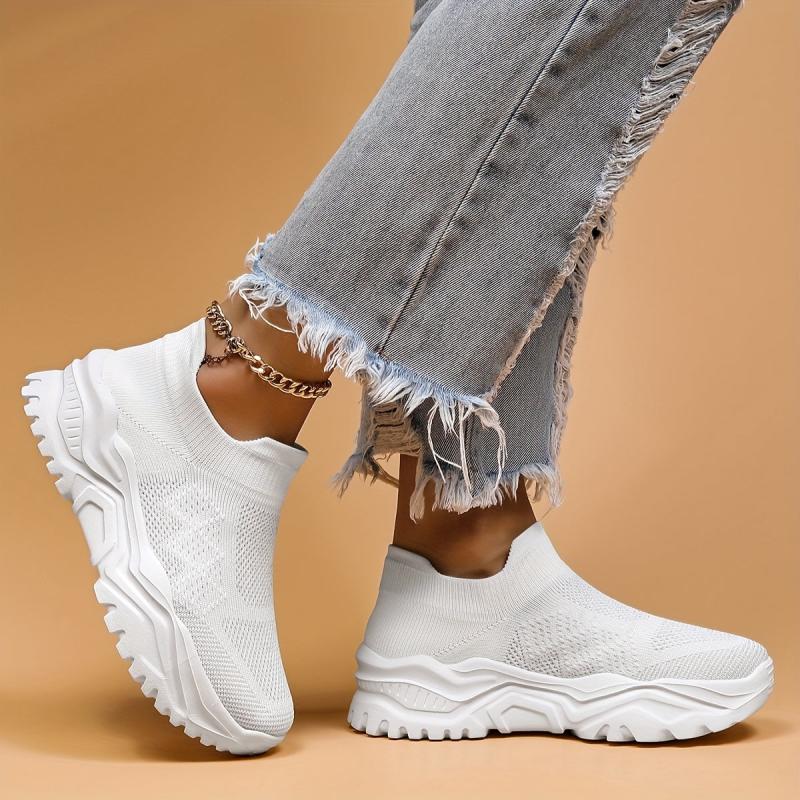 Women's Breathable Platform Sneakers Low Top Slip On Shoes
