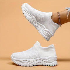 Women's Breathable Platform Sneakers Low Top Slip On Shoes