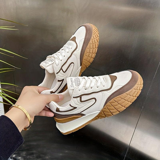 Colorblock Platform Sneakers Low Top Sports Shoes Casual Walking Shoes