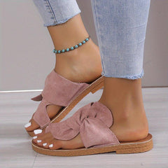Women's Open Toe Bohemian Flats Slippers Solid Knotted Sandals