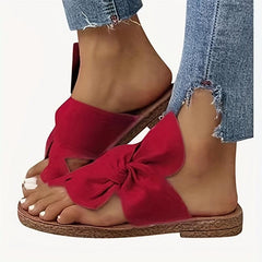 Women's Open Toe Bohemian Flats Slippers Solid Knotted Sandals