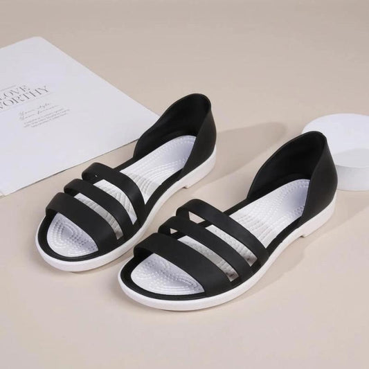 Women's Minimalist Flat Sandals Open Toe PVC Beach Slides