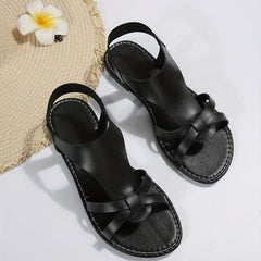Women's Elastic Strap Flat Sandals Open Toe Slip On Shoes