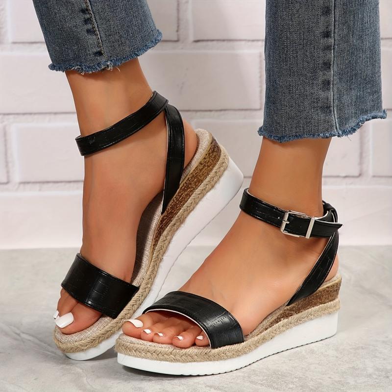 Women's Espadrille Wedge Sandals Ankle Strap Platform Shoes
