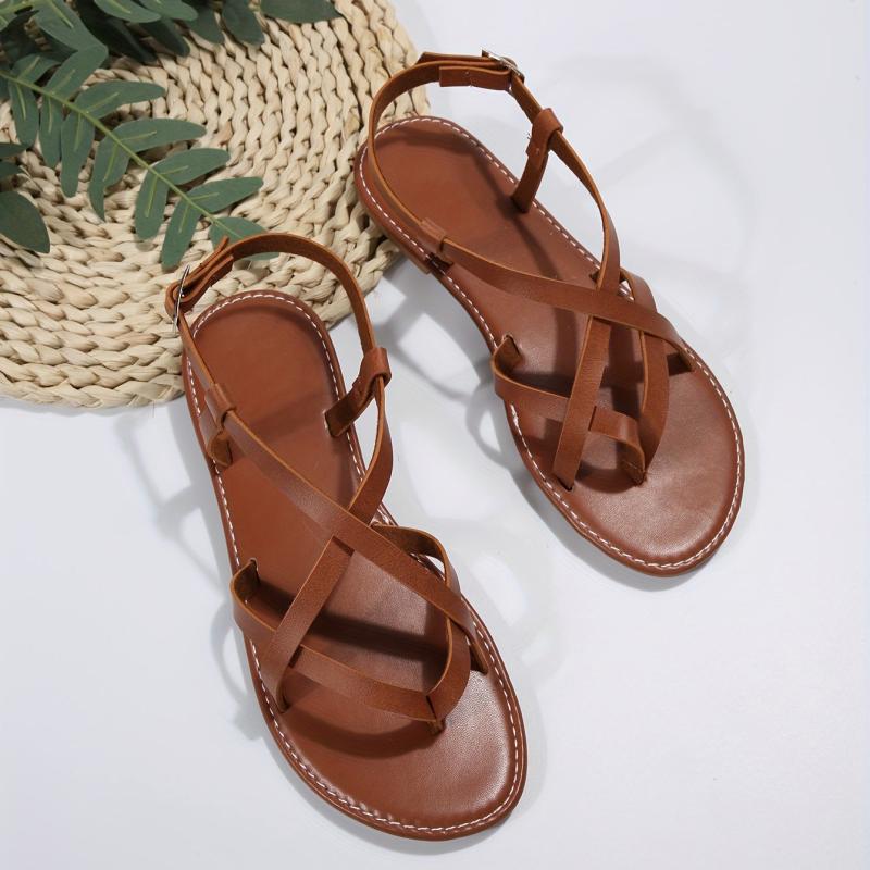 Women's Cross Strap Thong Sandals Casual Lightweight Beach Shoes
