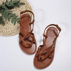 Women's Cross Strap Thong Sandals Casual Lightweight Beach Shoes