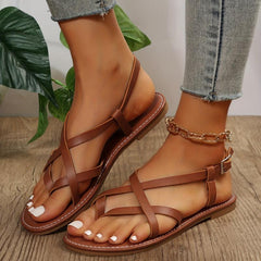 Women's Cross Strap Thong Sandals Casual Lightweight Beach Shoes