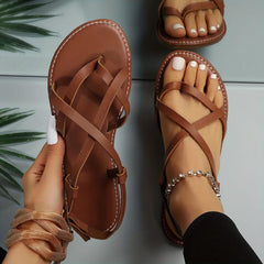 Women's Cross Strap Thong Sandals Casual Lightweight Beach Shoes