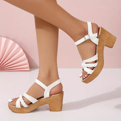 Women's Braided Chunky Heel Sandals Comfortable Ankle Strap Shoes