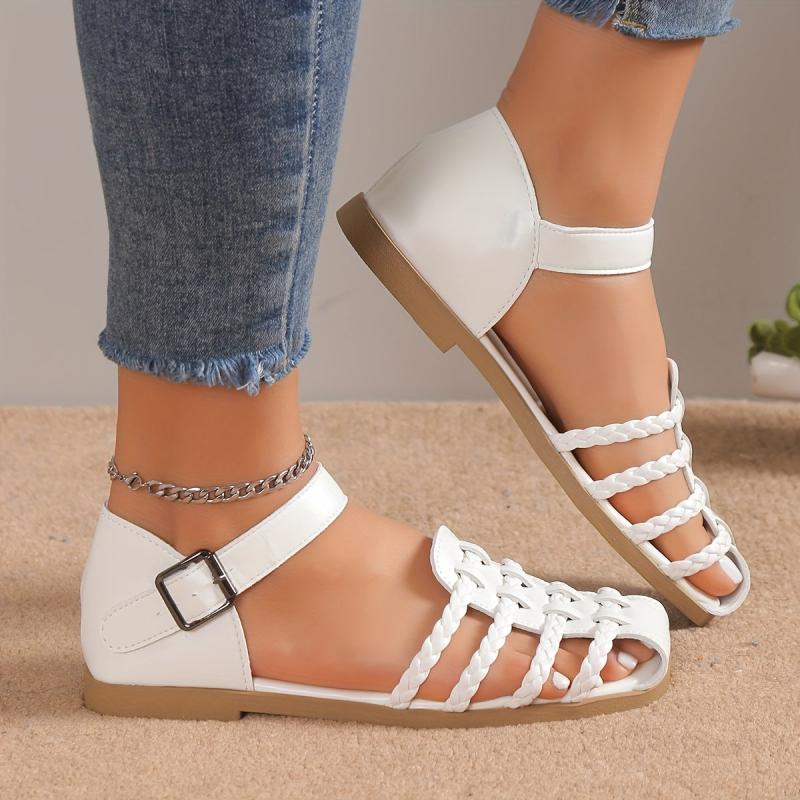 Women's Flat Sandals Braided Ankle Strap Gladiator Sandals