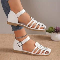 Women's Flat Sandals Braided Ankle Strap Gladiator Sandals