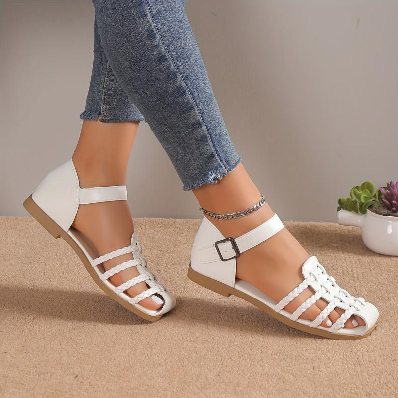 Women's Flat Sandals Braided Ankle Strap Gladiator Sandals