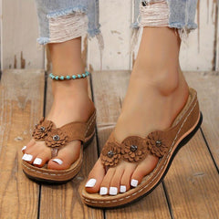 Flower Decor Thong Sandals Women's Flip Flops