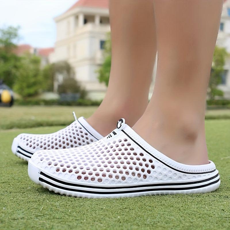 Women's Hollow Out Flat Clogs Closed Toe Breathable Non Slip Garden Mules