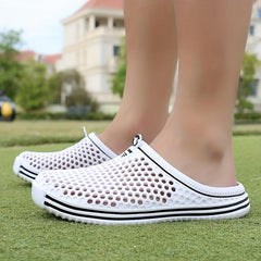 Women's Hollow Out Flat Clogs Closed Toe Breathable Non Slip Garden Mules